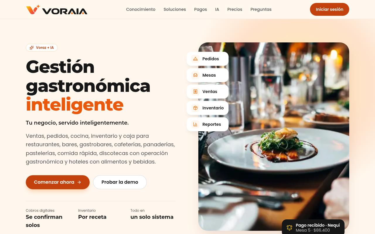 Inicio de VORAIA en computador.