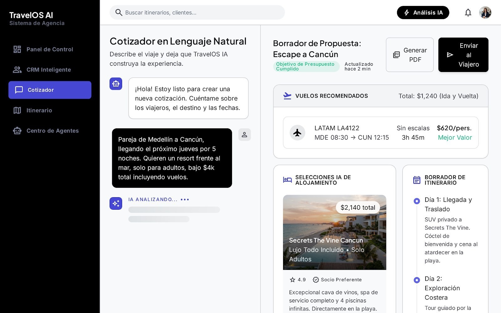 Automatización e IA: Travel OS